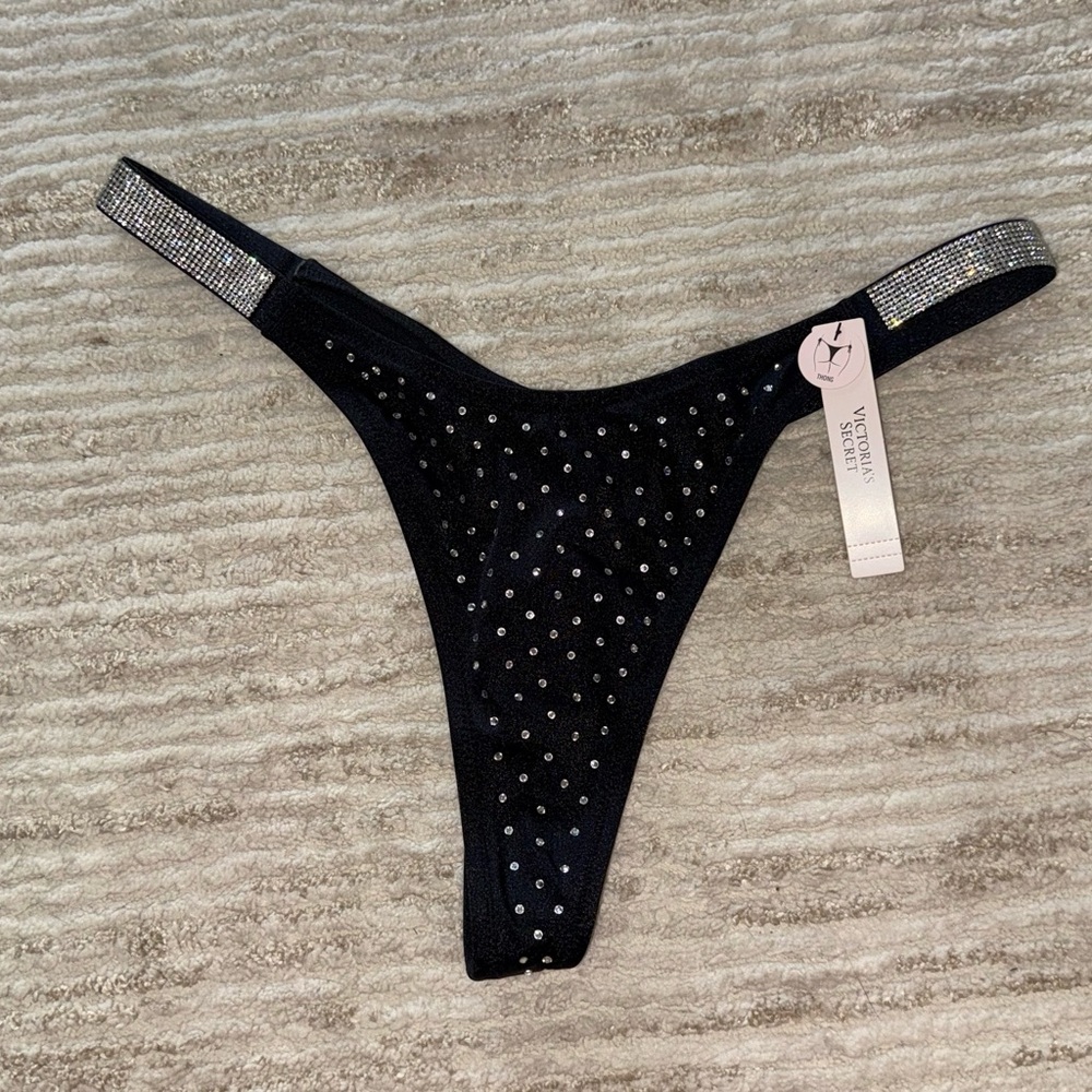Victoria's Secret Black Thong with Sparkling Accents